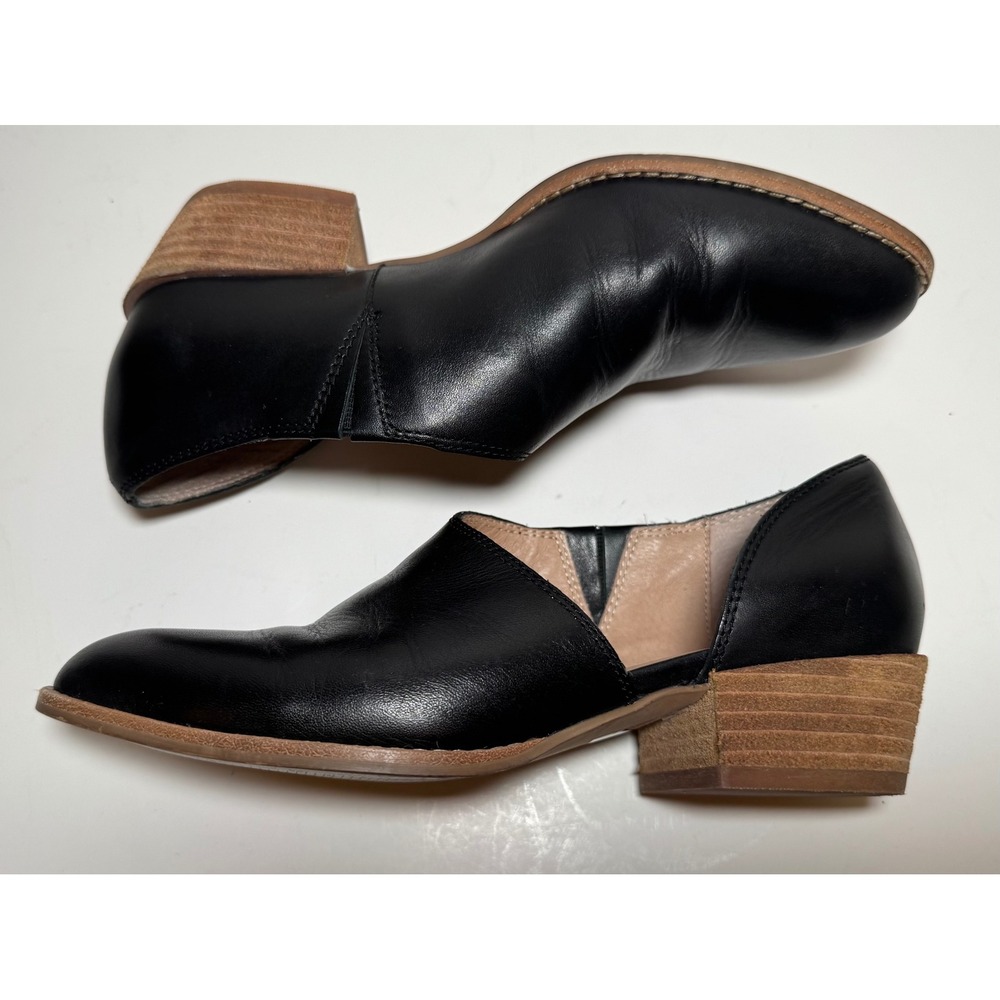 Madewell The Lucie Low Cut Out Bootie Black Leather‎ Casual Slip On Shoes Size 5 - Picture 2 of 10